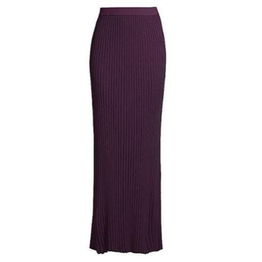 Misook Rib-Knit A-Line Maxi Skirt A-line Ultra Violet Women's Size Small